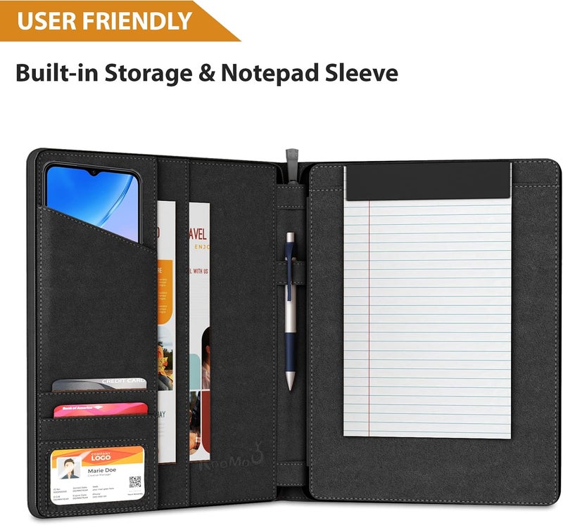 KHOMO Universal Padfolio Case – Tablet Portfolio Organizer with Notepad Holder – Compatible with iPad 10th 11th Gen, iPad Pro 11, iPad 7 8 9 10.2 10.9 and 9.7 inches - Image 4